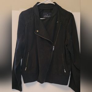 American eagle black jacket diagonal flap motorcycle vibe Sz Med